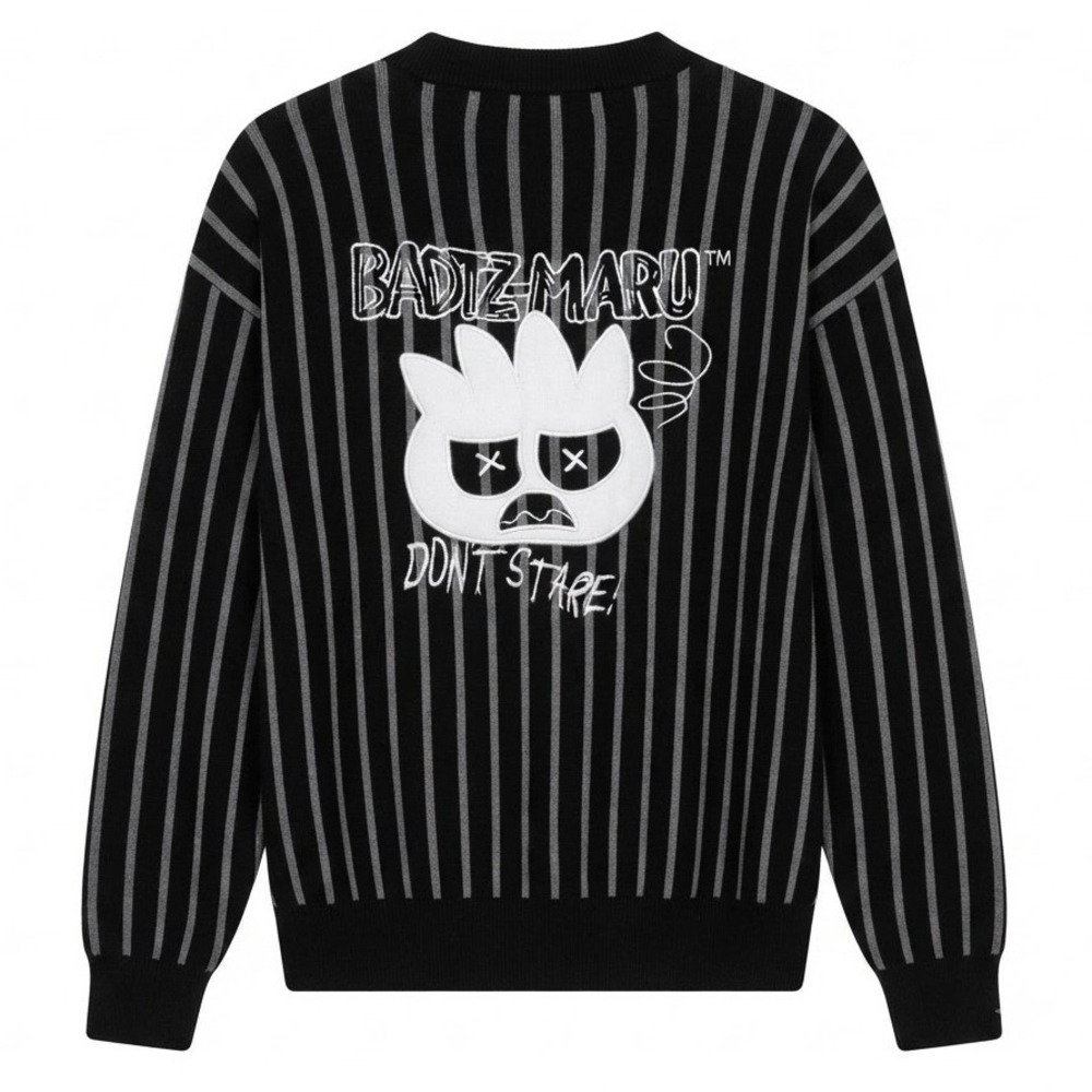 Hello Kitty & Friends x Forever 21 Badtz-Maru Striped Cardigan Mens Large Black - Picture 3 of 9